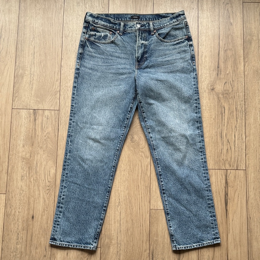 Express Jeans Mens 33x32 Loose Stretch Blue Denim Straight Casual Pants